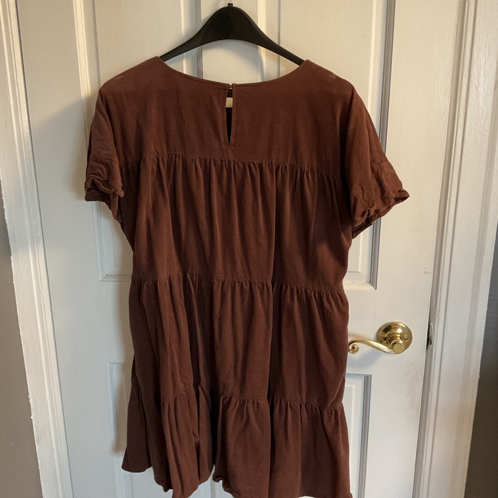 Altar'd State Brown Tiered Short-Sleeve Tunic